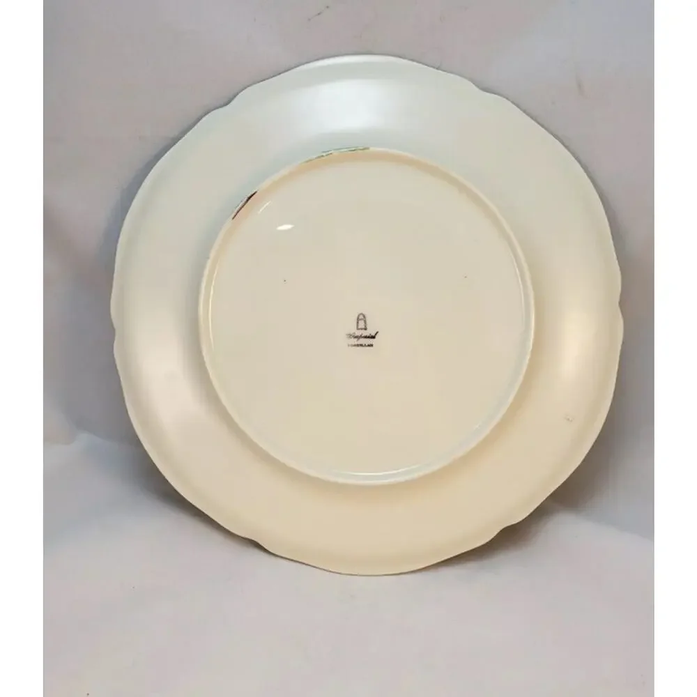 Vtg Porzellan Imperial Set of 2 Dinner Plates Mint green‎ Pink Roses by Ullrich